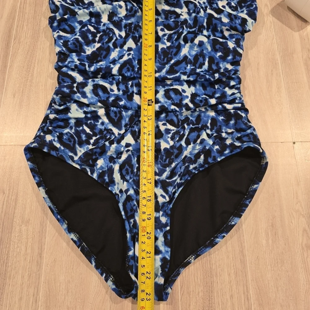 Magicsuit Blue Tide  Tummy Control One Piece Open Back Swimsuit Size 10.